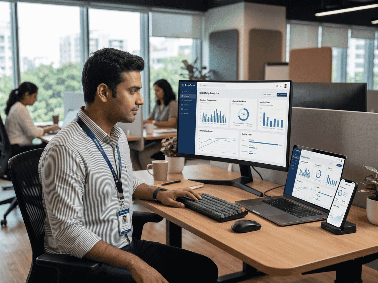 Training manager publishing and tracking microlearning content