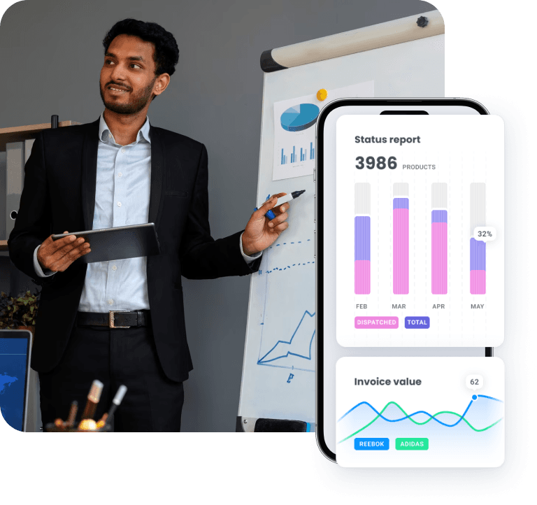 Sales automation and reporting illustration