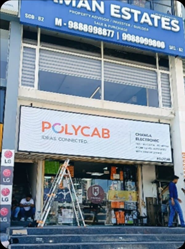 In-shop branding execution with acrylic flanges